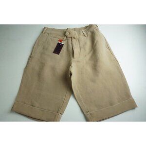 Isaia Napoli Bermuda Tinto Cotton Blend Brown Distressed Shorts 46R BRAND NEW